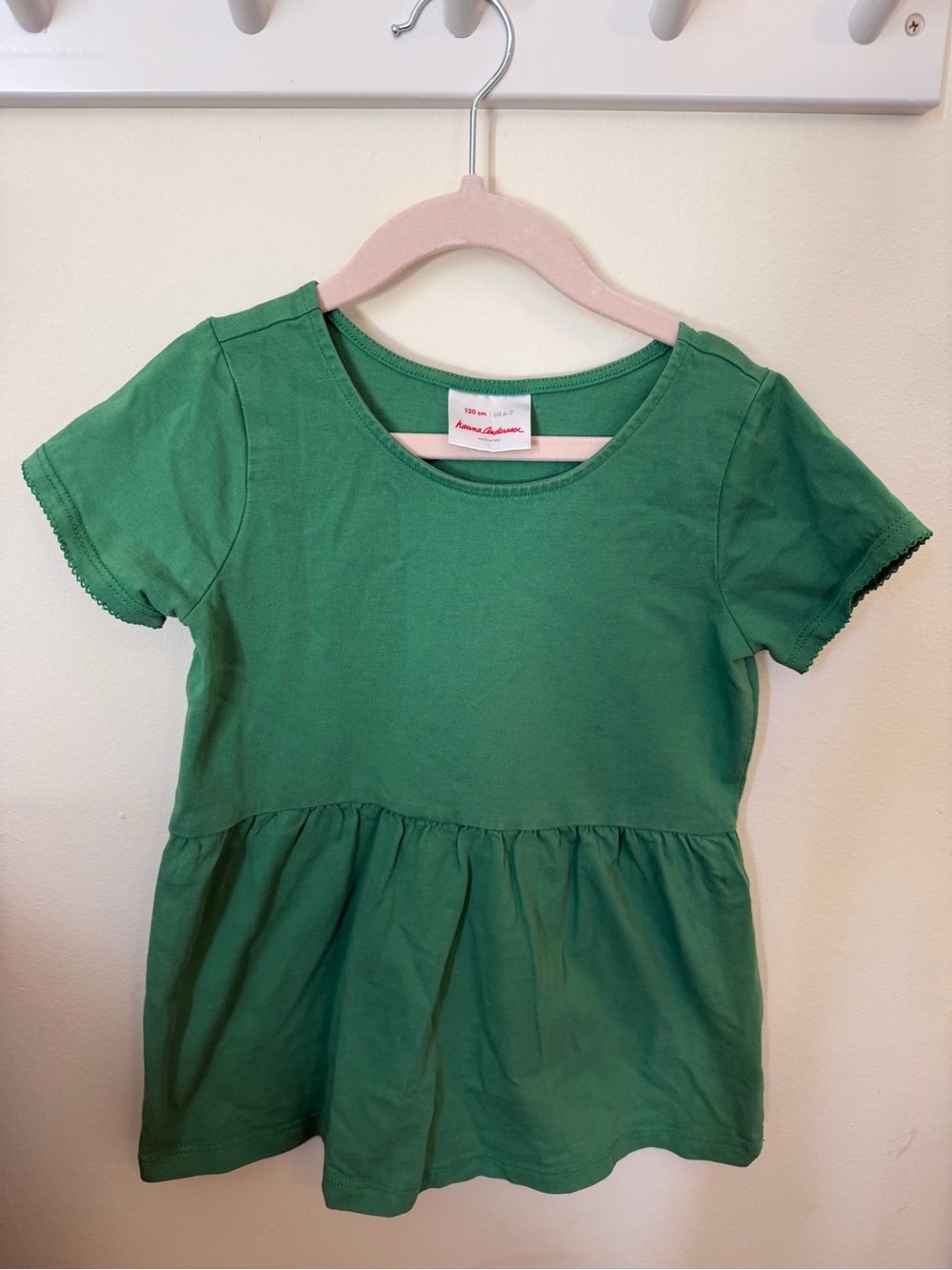Hanna Andersson Green Short Sleeve Peplum Tee
